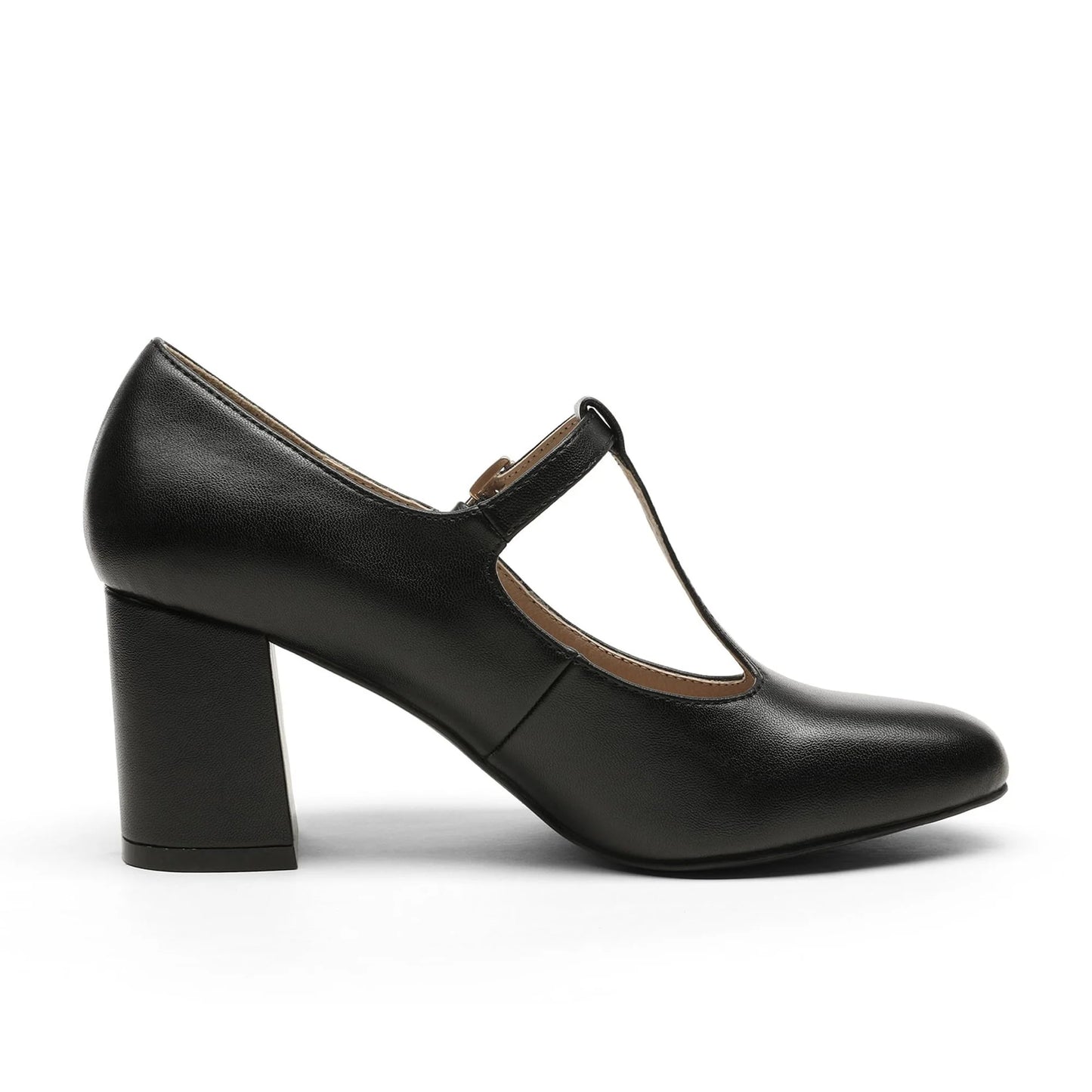 COLEMAN-T-strap Mary Jane Pumps Low Chunky Heels Wedding Dress Shoes